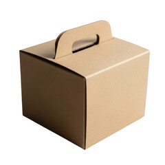 A simple cardboard gift box with a handle isolated against a dark backdrop for product display illustration