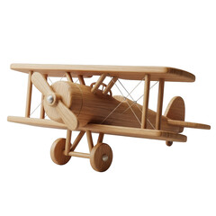 Charming wooden biplane toy model captures vintage aviation nostalgia illustration