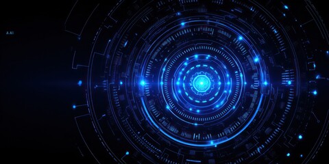 Futuristic Technology Interface with Glowing Blue Light and Circular Patterns.