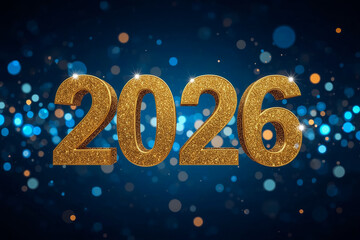 Happy New Year 2026 winter holiday illustration card with snow, stars, and celebration light design