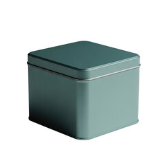 Simple green square tin box container isolated product photography object illustration