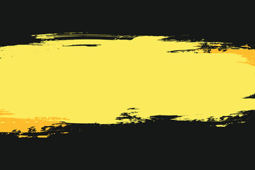 Yellow Brush Stroke on Black Background. Creative Paint Smear Texture for Banner Design, Posters, Ads, Cover, Presentations.