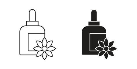 Bach flowers icon glyph and line set thin line symbol concept.
