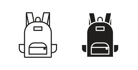 Backpack icon glyph and line set thin line symbol concept.