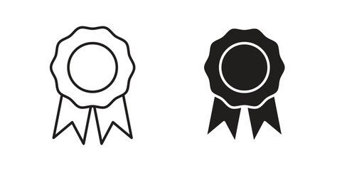 Badge icon glyph and line set thin line symbol concept.