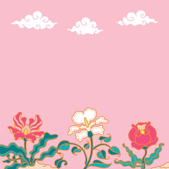 Doodle batik flower Template