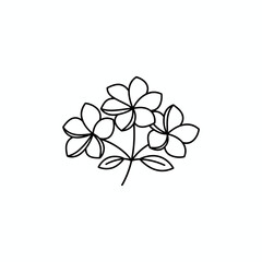 Minimalist floral outline simple black line art of three flowers