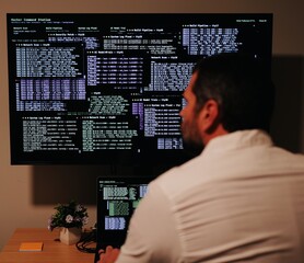 White Hat Cybersecurity Analyst Researcher Conducting Penetration Test for Corporate Networks - Concept