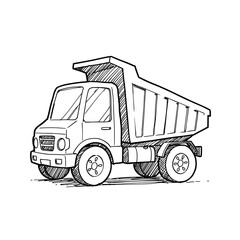 Handdrawn dump truck sketch detailed construction vehicle art for kids