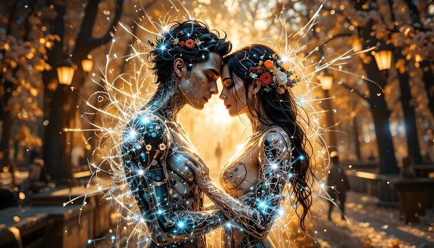 &ldquo;Virtual embrace &mdash; two souls meeting in a digital world on 1 November 2025.&rdquo;
