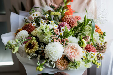 colorful bouquet in hands