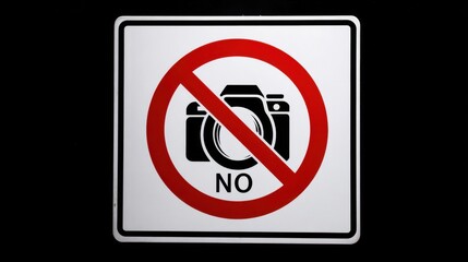 Prohibition Sign for Photography in White and Red Colors