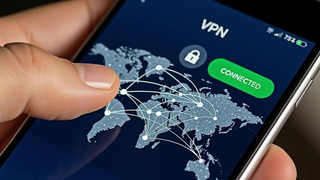 Using a phone application connecting to a VPN for internet privacy.