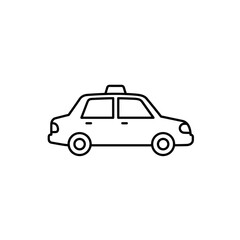 Minimalist taxi outline icon on white background