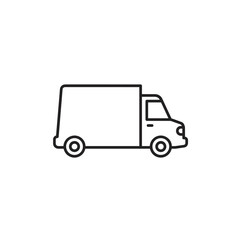 Fototapeta premium Simple outline icon of a delivery truck for urban logistics and transportation design