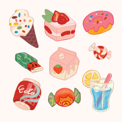 Mobile Game Food Collection - Colorful Cartoon Food Items
