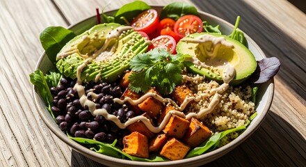 Healthy Vegan Bowl with Fresh Vegetables