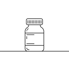Obraz premium Minimalist line art bottle of pills with minimal design on white background