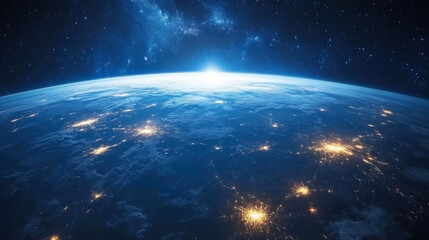 Global world network and telecommunication on earth cryptocurrency and blockchain