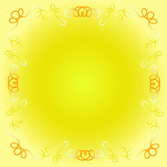 A hand-drawn square frame in a linear style on a bright yellow background