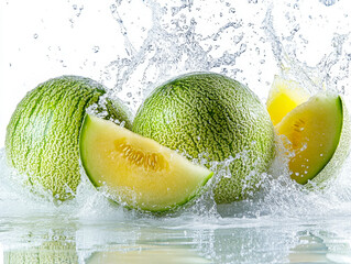 cantaloupe melon isolated on white