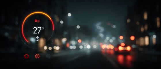 Revolutionizing home comfort with smart thermostats. Glowing dashboards. Futuristic smart home, vibrant displays, iot connectivity. Cyber metrics. Virtual interface.