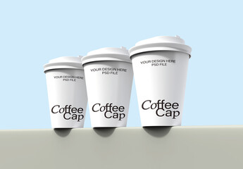 Three Coffee Cup Mockup Template