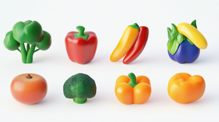 Vegetables made from plasticine. Isolated on white background.