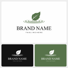 Elegant Leaf Logo Design with Water Ripple Effect.