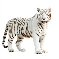 Obraz premium White tiger walking on white background