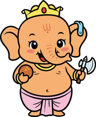 Fototapeta premium Vector Art of Lord Ganesha - Hindu Elephant God Icon Illustration