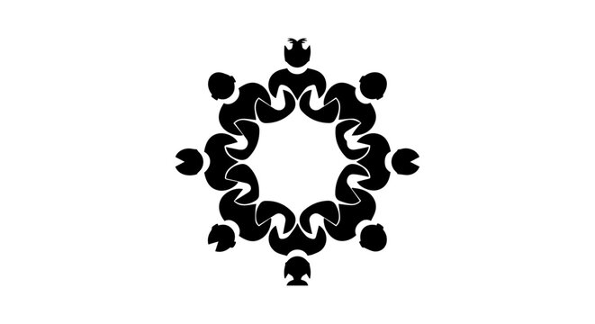 Abstract circular formation of diverse figures symbolizing unity and connection