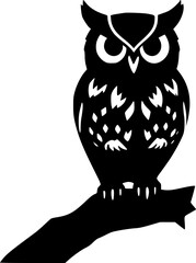 Owl silhouette design for wildlife and night forest illustration