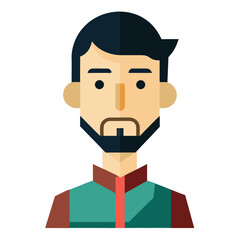 Modern geometric portrait of a stylish man with a beard, perfect for branding, avatars, and profile pictures; Clean design with a professional aesthetic