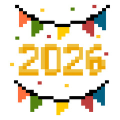 Pixel art 2026 new year celebration design