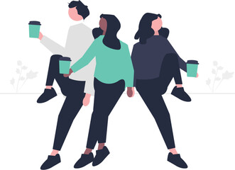 Illustration of friends enjoying coffee together perfect for cafe social gatherings and lifestyle concepts