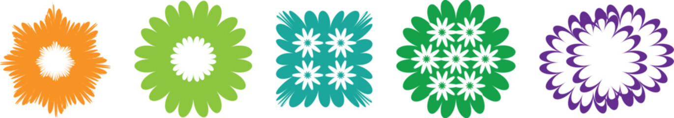 Modern Floral Silhouette Vector Art — Decorative Flower Symbols and Textured Patterns for Branding, Label Design, and Digital Artwork