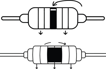 High-Quality Vector Illustration of Resistor Color Code Diagram with Label Arrows — Electronic Component Educational Graphic