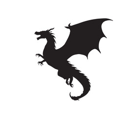 Fototapeta premium Black dragon silhouette vector fantasy illustration design
