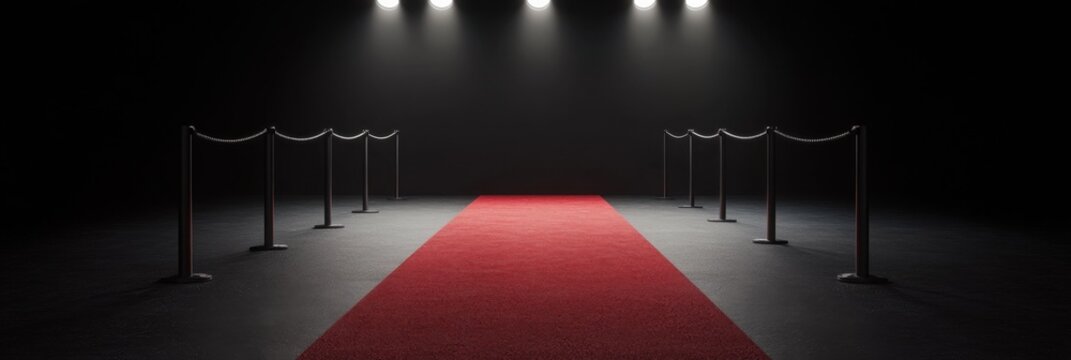 Elegant red carpet with spotlight for vip event or gala entrance