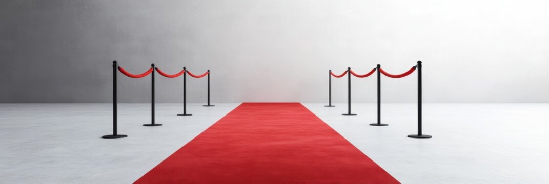 Elegant red carpet event entrance against white background