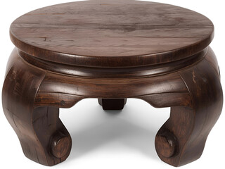 Antique Carved Wooden Table with Ornate Legs on White Background