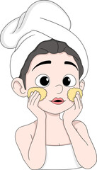 Woman After Bath Applying Facial Sponge