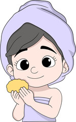 Woman Applying Foundation Makeup After Shower