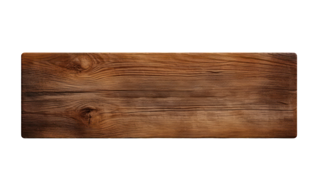 Rustic wooden plank isolated on transparent background