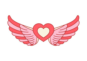 Obraz premium Wings Heart Flat Colored Icon for Love and Valentine Design