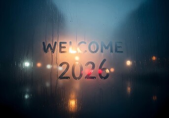 Welcome 2026 Rainy Window