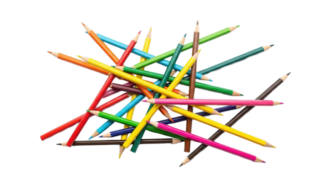 Colorful Pencils Scattered Art Supplies Creativity Abstract Background Vibrant Hues