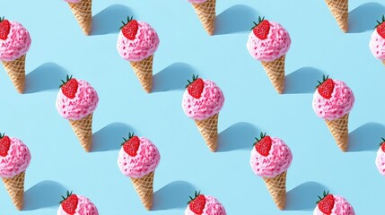 Colorful popsicles arranged in a creative pattern on bright blue background, refreshing summer concept, sweet frozen dessert, minimal design and fun vibe.