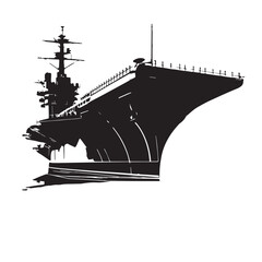 Fototapeta premium Black aircraft carrier Silhouette Vector, High Quality Illustration on White Background